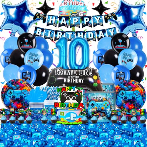 Frotox Videospiel Geburtstag Deko 10 Jahre für Jungen - 94-Teilige Geburtstagsparty Ballon Set, Partygeschirr Set in Blau und Schwarz, Hochwertig & Umweltfreundlich, Einfach zu Montieren Frotox Videospiel Geburtstag Deko 10 Jahre für Jungen - 94-Teilige Geburtstagsparty Ballon Set, Partygeschirr Set in Blau und Schwarz, Hochwertig & Umweltfreundlich, Einfach zu Montieren von Frotox