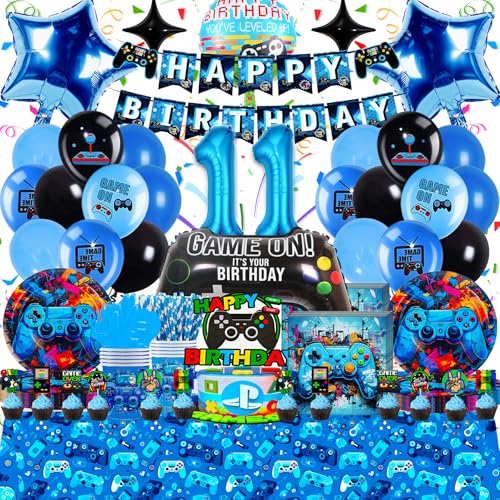 Frotox Videospiel Geburtstag Deko 11 Jahre für Jungen - 94-Teilige Geburtstagsparty Ballon Set, Partygeschirr Set in Blau und Schwarz, Hochwertig & Umweltfreundlich, Einfach zu Montieren Frotox Videospiel Geburtstag Deko 11 Jahre für Jungen - 94-Teilige Geburtstagsparty Ballon Set, Partygeschirr Set in Blau und Schwarz, Hochwertig & Umweltfreundlich, Einfach zu Montieren von Frotox