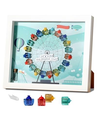 Frstem Zahnbox Bilderrahmen zur Milchzähne Kollektion Zahndose Milchzähne Jungen Zahnbox Milchzahn-Sammelbox für Mädchen Jungen Mädchen Zahndose Souvenir Box Milchzahn Aufbewahrungsbox für Kinder von Frstem