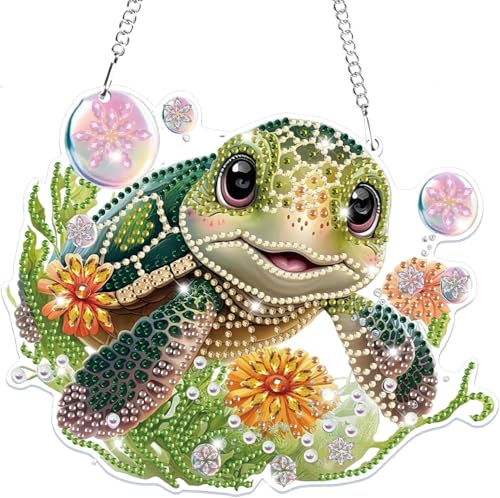 Diamond Painting Anhänger Windspiel, Frundoo Diamond Painting Türkranz, Geschenk Mädchen 5 6 7 8 9 10 11 12 Years DIY 5D Diamant Painting Windspiel mit Kette, für Fenster Wand und Eingang Decor von Frundoo