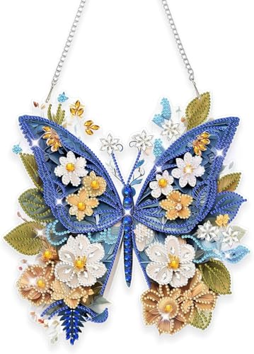 Frundoo Diamond Painting Anhänger Windspiel, DiamondPainting Türkranz, Geschenk Mädchen 5 6 7 8 9 10 11 12 Years DIY 5D Diamant painting Windspiel mit Kette, für Fenster Wand und Eingang Decor von Frundoo