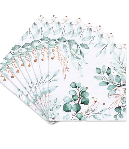 Frundoo 40 Stück Servietten Eukalyptus Servietten Grün Eukalyptus deko Servietten Eukalyptus Grün Wird für Hochzeiten, Geburtstage, Taufen, Konfirmationen Muster1 von Frundoo