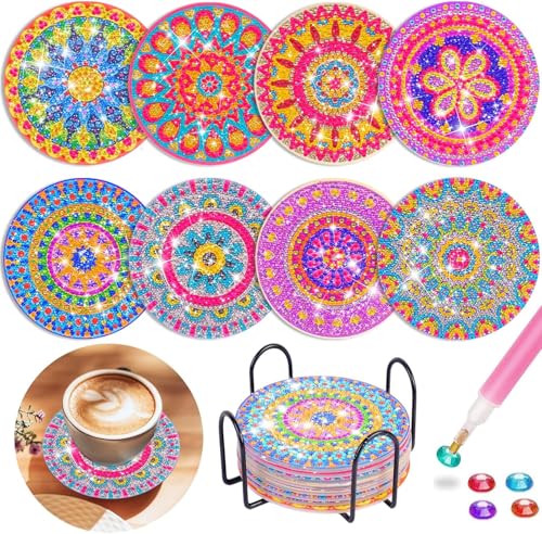 Frundoo Diamond Painting Untersetzer mit Halter, 8 Stück Diamant Tassenuntersetzer, Diamond Painting Erwachsene zum Basteln, DIY Neues Mandala Untersetzer rutschfest für Anfänger, Erwachsene & Kinder Frundoo Diamond Painting Untersetzer mit Halter, 8 Stück Diamant Tassenuntersetzer, Diamond Painting Erwachsene zum Basteln, DIY Neues Mandala Untersetzer rutschfest für Anfänger, Erwachsene & Kinder von Frundoo