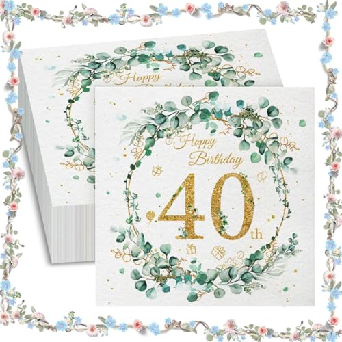 Frundoo Servietten 40. Geburtstag Mann Frau, Tischdeko Geburtstagsservietten Eukalyptus Papierservietten Jubiläumsdeko 40. geburtstag Frau Mann ServiettenGeburtstag 40 Stück Frundoo Servietten 40. Geburtstag Mann Frau, Tischdeko Geburtstagsservietten Eukalyptus Papierservietten Jubiläumsdeko 40. geburtstag Frau Mann ServiettenGeburtstag 40 Stück von Frundoo