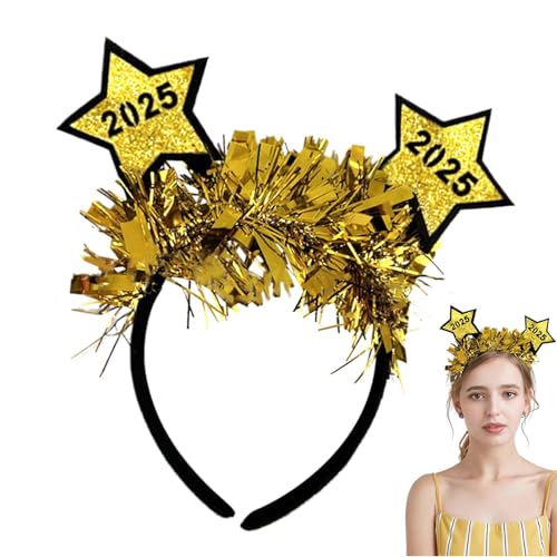 2025 Glitzer Stern Pailletten Headwea, Happy New Year Haarschmuck Foto Requisiten für Urlaub Weihnachten Geburtstag Stilvolle Kopfbedeckung für festliche Feiern von Fruusv