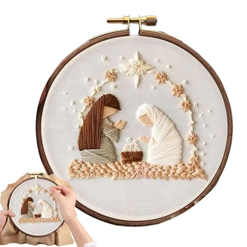 Fruusv Christmas Embroidery Kit, Nativity of Jesus Scene Craft, Stamped Needlepoint Beginner Kit, Home Room Decor Embroidery, Easy Christmas Craft Kit, Holiday Needlepoint Project, 11cm/4.33 Inches Fruusv Christmas Embroidery Kit, Nativity of Jesus Scene Craft, Stamped Needlepoint Beginner Kit, Home Room Decor Embroidery, Easy Christmas Craft Kit, Holiday Needlepoint Project, 11cm/4.33 Inches von Fruusv
