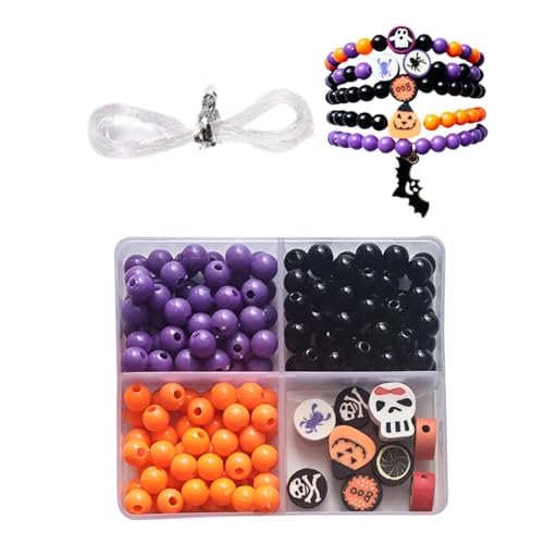 Halloween-Perlen für Armbänder, Harz-Focal-Perlen, Halskettenherstellungs-Set – perfektes Party-Zubehör, Perlen-Set für Urlaubsschmuckherstellung, kreative Ferienschmuckherstellung und Erwachsene von Fruusv