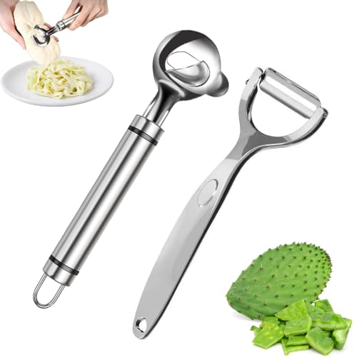 2 Pack Kaktusschäler Werkzeug, Edelstahl Kaktus Dornenentferner, Schäler Löffel Werkzeug mit Loch mit langem Griff für Küche Kochen 2 Pack Kaktusschäler Werkzeug, Edelstahl Kaktus Dornenentferner, Schäler Löffel Werkzeug mit Loch mit langem Griff für Küche Kochen von Fryotey