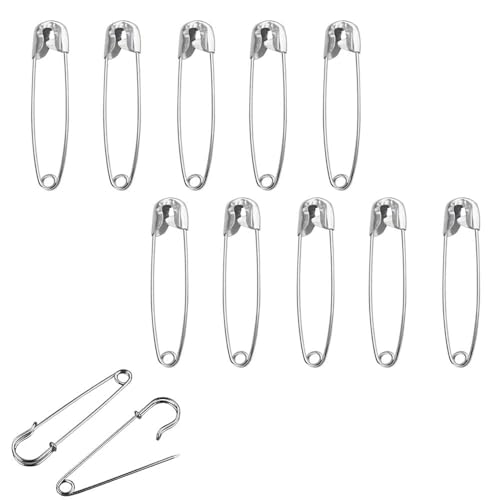 10 stück 37mm Sicherheitsnadeln Set, Mini & Groß, Metall, für Nähen, Basteln & Schmuckherstellung von Frypay