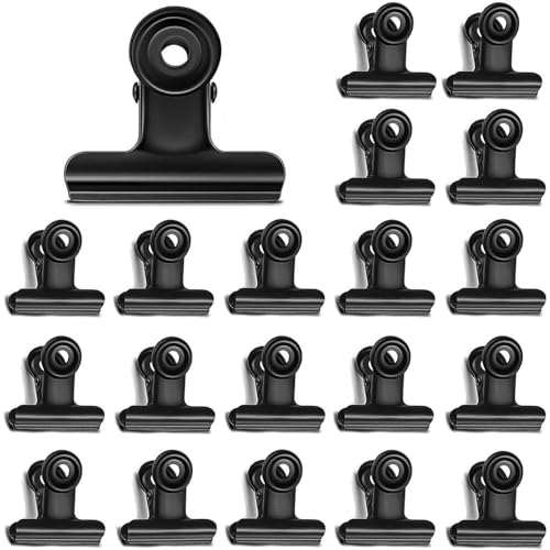20 Stück Kleine Bulldogge Büroklammern,Multi-function clip Mini Metall klammern Briefklemmer for klammern,Briefklemmer für fotos, office and kitchen (Schwarz,22 mm) von Frypay
