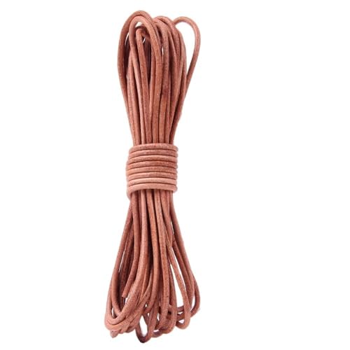5M x 2mm Echtlederband für Ketten, klassisch Vintage Faden für Armbänder, Ketten und DIY Schmuckhandwerk - Schwarz, Braun, Natur. Premium Lederband, ideal für handgefertigten Schmuck von Frypay