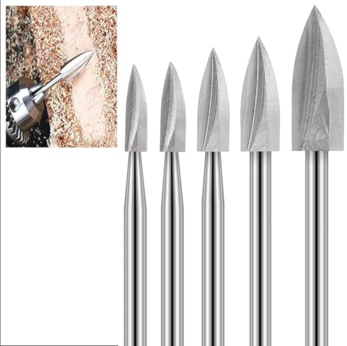 5PCS HSS Gravierwerkzeug, Holz Fräser Set für Dremel Rotationswerkzeuge Zubehör für Holz Schnitzen, Bohren von Frypay