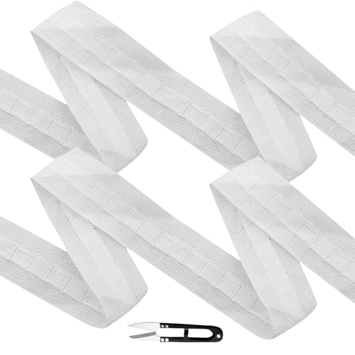 Frypay Gardinenband Kräuselband,30M*2.5cm Vorhangband Polyester,Vorhang Faltenband,Universalband Weiß Gardinen,Überschrift Band für Gardine Haken von Frypay