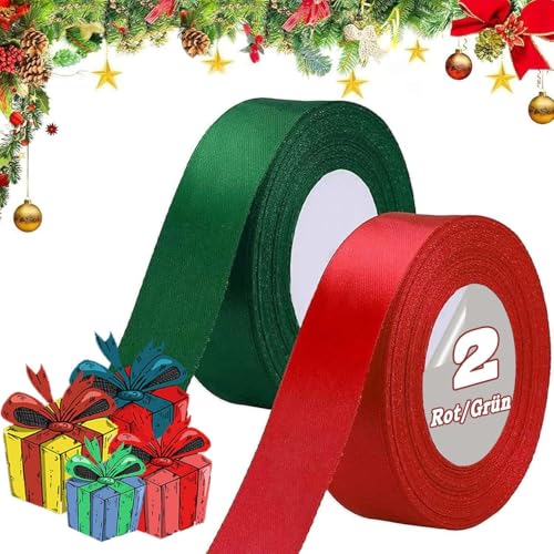 Geschenkband Weihnachten, schleifenband weihnachten, 46m × 25mm geschenkband zum Basteln Geschenkverpackung, Rot Dunkelgrün Satin Band Dekoband für Weihnachtsdeko Hochzeit Geburtstag Party Geschenkband Weihnachten, schleifenband weihnachten, 46m × 25mm geschenkband zum Basteln Geschenkverpackung, Rot Dunkelgrün Satin Band Dekoband für Weihnachtsdeko Hochzeit Geburtstag Party von Frypay