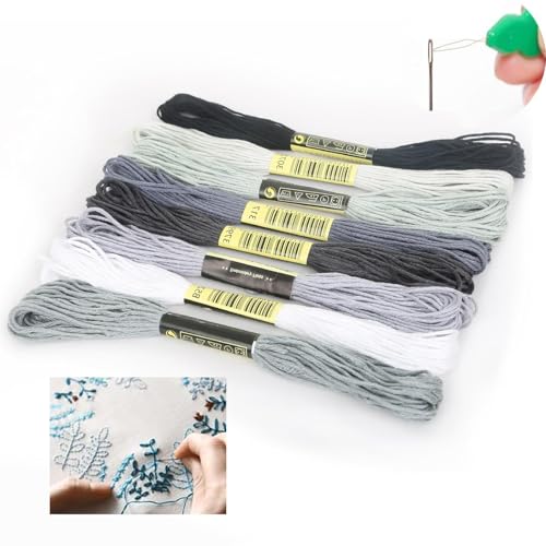 Stickgarn-Set - Faden In 8 Farben, Zum Selber Stickgarn Baumwolle Embroidery Thread FüR Stickbilder, ArmbäNder, Zum Basteln(8 Farben) von Frypay