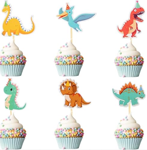 Fsahiuf 24 Stück Dinosaurier Kuchenaufstecker Set,Cupcake Deko für Kindergeburtstagsparty Fsahiuf 24 Stück Dinosaurier Kuchenaufstecker Set,Cupcake Deko für Kindergeburtstagsparty von Fsahiuf