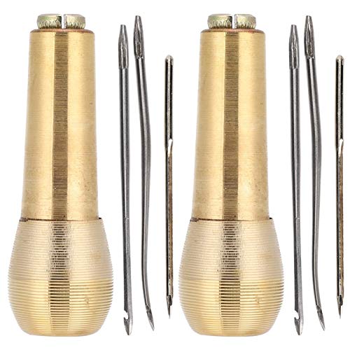 Ftory Nähen Ahle Leder Schuh Reparaturwerkzeug - 2 Set Kupfergriff Nähen Ahle Taper Leder Schuh Reparaturwerkzeug Leder Craft Needle Kit für DIY Nähen Reparatur Leinwand Leder von Ftory