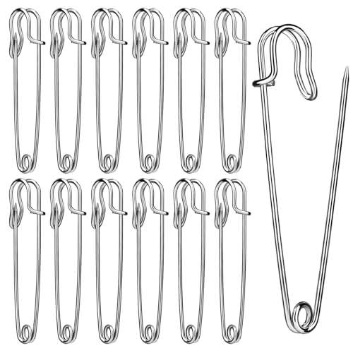 Ftyiwu Große Sicherheitsnadeln, 15 Stück, robuste Sicherheitsnadeln, 7,6 cm, Edelstahl-Sicherheitsnadel für Kleidung, Decken, Wäsche, Leder-Leinwand, DIY Handwerk von Ftyiwu
