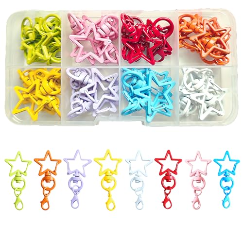 Fubuuf 32 Stück Bunte Stern Schlüsselring mit Karabinerhaken, Drehbarer Schwenker Schlüsselanhänger mit Transparentes Aufbewahrungsbox für DIY Zubehör, Rucksack, Schlüssel, Hängende Spielzeuge Fubuuf 32 Stück Bunte Stern Schlüsselring mit Karabinerhaken, Drehbarer Schwenker Schlüsselanhänger mit Transparentes Aufbewahrungsbox für DIY Zubehör, Rucksack, Schlüssel, Hängende Spielzeuge von Fubuuf