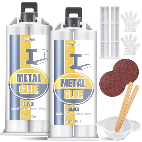 Metall-Epoxid-Kleber, 2-Komponenten, 100 ml, extra starker Metallkleber, hochfester Metallkleber zum Kleben und Reparieren von Metallen, Aluminium, Edelstahl, Eisen, Kunststoff und Keramik von Fuchoi