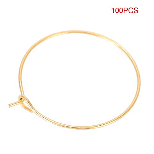 100 Pcs Steel Circle Earring Loops Wine Glass Hoop Ring Jewelry Findings (Golden 30 * 25MM) von Fuchooky