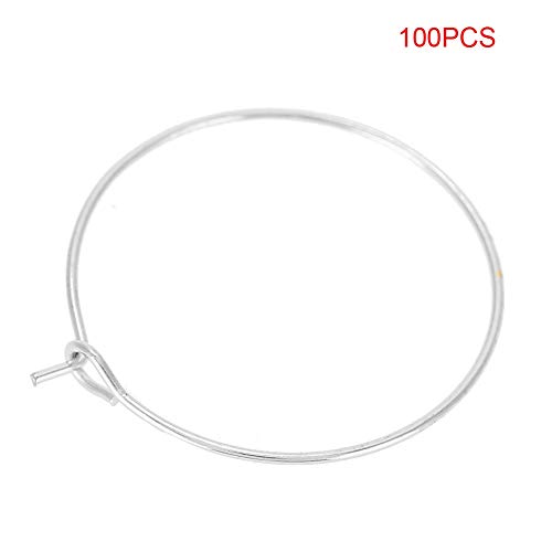 100 Pcs Steel Circle Earring Loops Wine Glass Hoop Ring Jewelry Findings (Silver 30 * 25MM) von Fuchooky