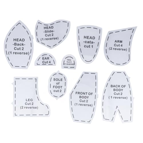 10pcs Bärenvorlage Lineal Set DIY Acryl Quilt -Werkzeuge wiederverwendbarer Bärennäht Vorlagesatz (S 10inch) von Fuchooky