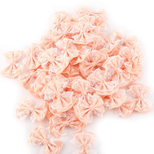 50 Stück nähen Polyester Spitzenbogen Applikationen zum Dekorieren von Brautkleidern Party bevorzugt Wohnkulturhandwerk 7 Farbpackungen (Gelblich -rosa) von Fuchooky