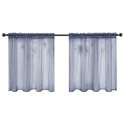 Fudaiki 2er-Set Transparente Vorhänge mit Kräuselband Oben für Schlafzimmer und Wohnzimmer – Lichtdurchlässige, einfarbige Voile-Vorhänge, Fensterdekorationen Blau 132x46cm Fudaiki 2er-Set Transparente Vorhänge mit Kräuselband Oben für Schlafzimmer und Wohnzimmer – Lichtdurchlässige, einfarbige Voile-Vorhänge, Fensterdekorationen Blau 132x46cm von Fudaiki