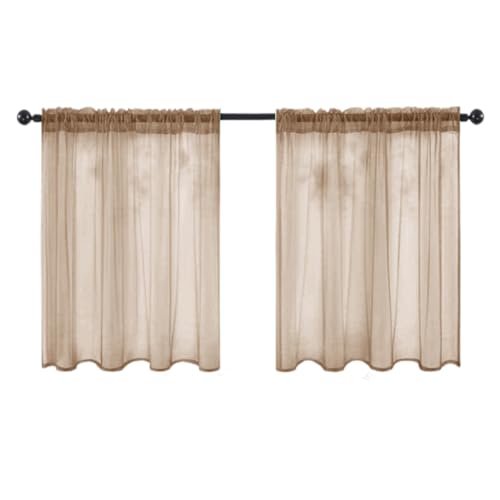 Fudaiki 2er-Set Transparente Vorhänge mit Kräuselband Oben für Schlafzimmer und Wohnzimmer – Lichtdurchlässige, einfarbige Voile-Vorhänge, Fensterdekorationen Braun 76x92cm Fudaiki 2er-Set Transparente Vorhänge mit Kräuselband Oben für Schlafzimmer und Wohnzimmer – Lichtdurchlässige, einfarbige Voile-Vorhänge, Fensterdekorationen Braun 76x92cm von Fudaiki