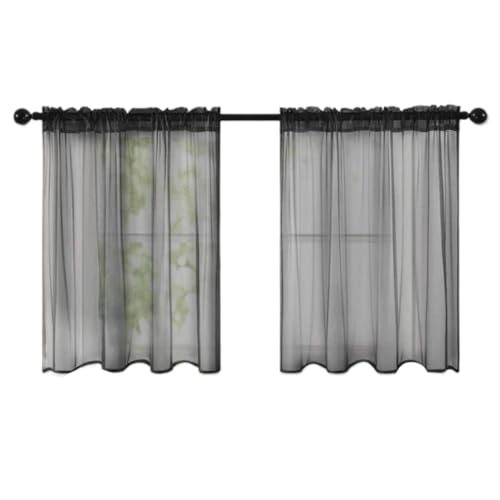Fudaiki 2er-Set Transparente Vorhänge mit Kräuselband Oben für Schlafzimmer und Wohnzimmer – Lichtdurchlässige, einfarbige Voile-Vorhänge, Fensterdekorationen Schwarz 76x60cm Fudaiki 2er-Set Transparente Vorhänge mit Kräuselband Oben für Schlafzimmer und Wohnzimmer – Lichtdurchlässige, einfarbige Voile-Vorhänge, Fensterdekorationen Schwarz 76x60cm von Fudaiki