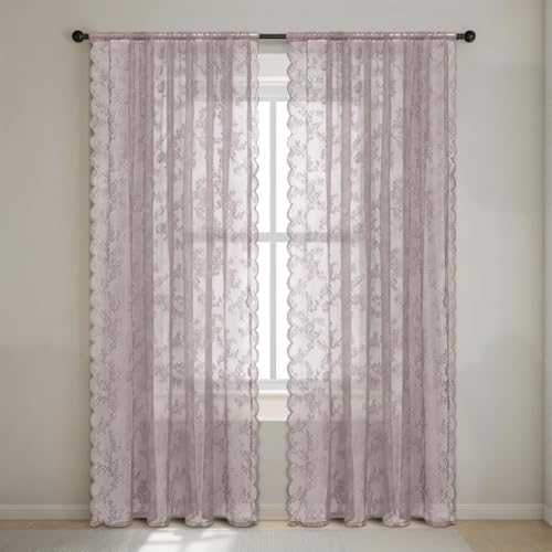 Fudaiki Transparente Spitze Vorhänge mit Kräuselband Oben für Schlafzimmer und Wohnzimmer 2 Stück Lichtdurchlässige, einfarbige Voile-Vorhänge, Fensterdekorationen Grau-Rosa 150x300cm Fudaiki Transparente Spitze Vorhänge mit Kräuselband Oben für Schlafzimmer und Wohnzimmer 2 Stück Lichtdurchlässige, einfarbige Voile-Vorhänge, Fensterdekorationen Grau-Rosa 150x300cm von Fudaiki