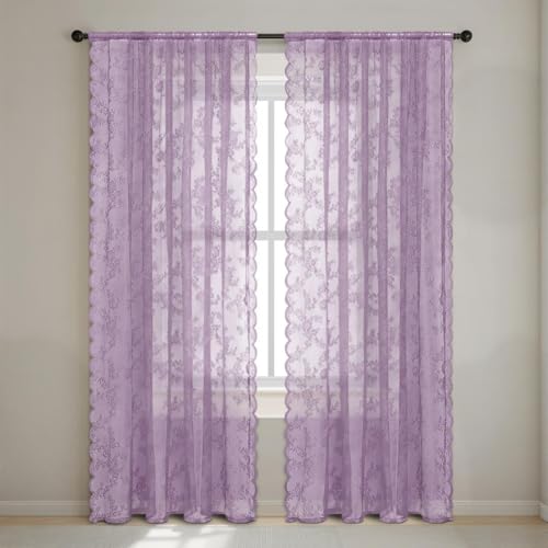 Fudaiki Transparente Spitze Vorhänge mit Kräuselband Oben für Schlafzimmer und Wohnzimmer 2 Stück Lichtdurchlässige, einfarbige Voile-Vorhänge, Fensterdekorationen Lila 100x200cm Fudaiki Transparente Spitze Vorhänge mit Kräuselband Oben für Schlafzimmer und Wohnzimmer 2 Stück Lichtdurchlässige, einfarbige Voile-Vorhänge, Fensterdekorationen Lila 100x200cm von Fudaiki