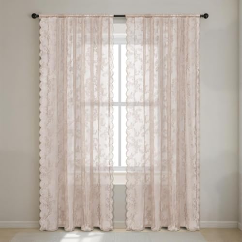 Fudaiki Transparente Spitze Vorhänge mit Kräuselband Oben für Schlafzimmer und Wohnzimmer 2 Stück Lichtdurchlässige, einfarbige Voile-Vorhänge, Fensterdekorationen Rosa 150x300cm Fudaiki Transparente Spitze Vorhänge mit Kräuselband Oben für Schlafzimmer und Wohnzimmer 2 Stück Lichtdurchlässige, einfarbige Voile-Vorhänge, Fensterdekorationen Rosa 150x300cm von Fudaiki