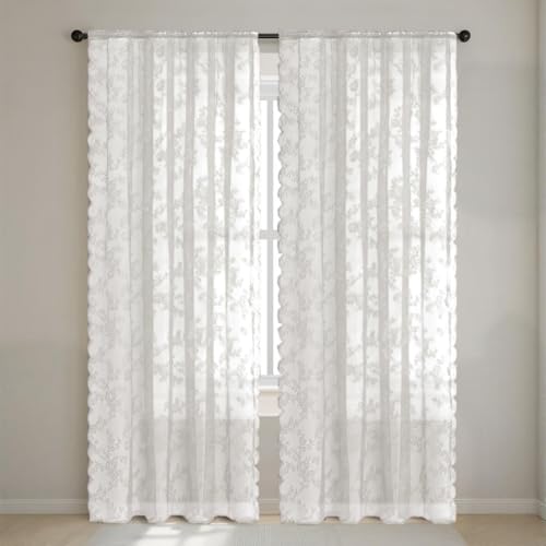 Fudaiki Transparente Spitze Vorhänge mit Kräuselband Oben für Schlafzimmer und Wohnzimmer 2 Stück Lichtdurchlässige, einfarbige Voile-Vorhänge, Fensterdekorationen Weiß 150x300cm Fudaiki Transparente Spitze Vorhänge mit Kräuselband Oben für Schlafzimmer und Wohnzimmer 2 Stück Lichtdurchlässige, einfarbige Voile-Vorhänge, Fensterdekorationen Weiß 150x300cm von Fudaiki