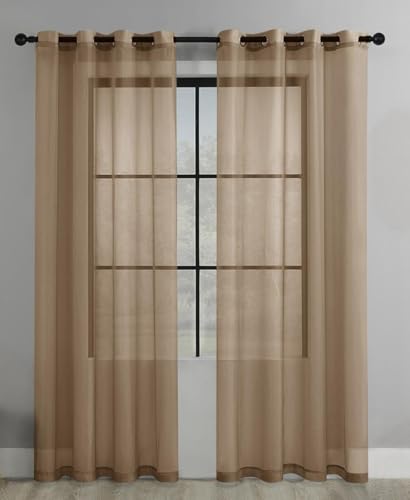 Fudaiki Transparente Vorhänge mit Kräuselband Oben für Schlafzimmer und Wohnzimmer 2 Stück Lichtdurchlässige, einfarbige Voile-Vorhänge, Fensterdekorationen Braun 100x250cm Fudaiki Transparente Vorhänge mit Kräuselband Oben für Schlafzimmer und Wohnzimmer 2 Stück Lichtdurchlässige, einfarbige Voile-Vorhänge, Fensterdekorationen Braun 100x250cm von Fudaiki