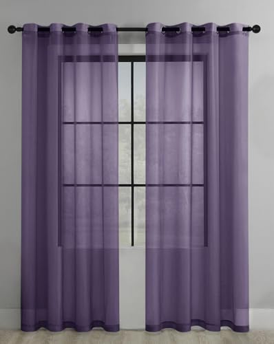 Fudaiki Transparente Vorhänge mit Kräuselband Oben für Schlafzimmer und Wohnzimmer 2 Stück Lichtdurchlässige, einfarbige Voile-Vorhänge, Fensterdekorationen Dunkelviolett 132x240cm Fudaiki Transparente Vorhänge mit Kräuselband Oben für Schlafzimmer und Wohnzimmer 2 Stück Lichtdurchlässige, einfarbige Voile-Vorhänge, Fensterdekorationen Dunkelviolett 132x240cm von Fudaiki