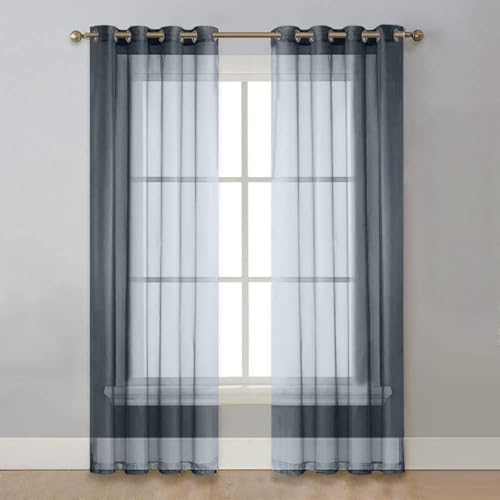Fudaiki Transparente Vorhänge mit Kräuselband Oben für Schlafzimmer und Wohnzimmer 2 Stück Lichtdurchlässige, einfarbige Voile-Vorhänge, Fensterdekorationen Grau 100x250cm Fudaiki Transparente Vorhänge mit Kräuselband Oben für Schlafzimmer und Wohnzimmer 2 Stück Lichtdurchlässige, einfarbige Voile-Vorhänge, Fensterdekorationen Grau 100x250cm von Fudaiki