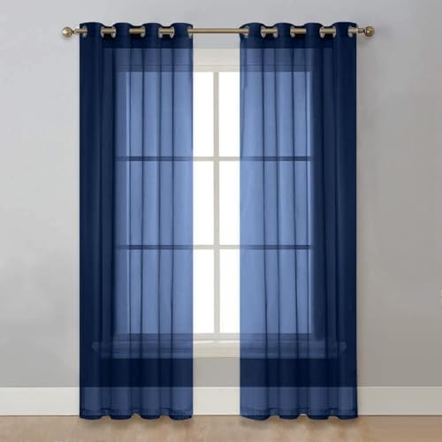 Fudaiki Transparente Vorhänge mit Kräuselband Oben für Schlafzimmer und Wohnzimmer 2 Stück Lichtdurchlässige, einfarbige Voile-Vorhänge, Fensterdekorationen Marineblau 132x160cm Fudaiki Transparente Vorhänge mit Kräuselband Oben für Schlafzimmer und Wohnzimmer 2 Stück Lichtdurchlässige, einfarbige Voile-Vorhänge, Fensterdekorationen Marineblau 132x160cm von Fudaiki