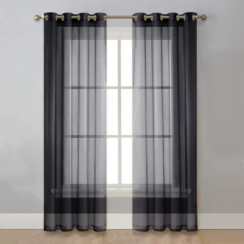 Fudaiki Transparente Vorhänge mit Kräuselband Oben für Schlafzimmer und Wohnzimmer 2 Stück Lichtdurchlässige, einfarbige Voile-Vorhänge, Fensterdekorationen Schwarz 132x240cm Fudaiki Transparente Vorhänge mit Kräuselband Oben für Schlafzimmer und Wohnzimmer 2 Stück Lichtdurchlässige, einfarbige Voile-Vorhänge, Fensterdekorationen Schwarz 132x240cm von Fudaiki