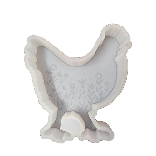 【300+ Design optional】 Fuehbur Custom Huhn mit Blumen Silikon Aromaperle Tier Kerze Seifenform, ofenfest von Fuehbur