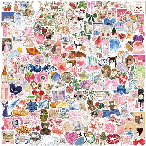 200PCS Rosa Ästhetik Aufkleber, Girly Cute Coquette Vinyl Wasserdichte Aufkleber Pack für Gepäck Scrapbook Skateboard Gitarre Wasserflasche, Geschenk für Jugendliche Kinder Mädchen 200PCS Rosa Ästhetik Aufkleber, Girly Cute Coquette Vinyl Wasserdichte Aufkleber Pack für Gepäck Scrapbook Skateboard Gitarre Wasserflasche, Geschenk für Jugendliche Kinder Mädchen von FuevDn