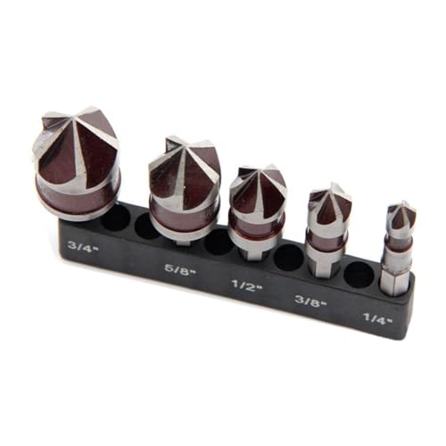 Fuhjythy 5-Schneidiger Metall-M35-Senkbohrer-Satz 82°, 5-Tlg. 1/4-Senkbohrer-Satz mit Sechskantschaft, 1/4, 3/8, 1/2, 5/8 Fuhjythy 5-Schneidiger Metall-M35-Senkbohrer-Satz 82°, 5-Tlg. 1/4-Senkbohrer-Satz mit Sechskantschaft, 1/4, 3/8, 1/2, 5/8 von Fuhjythy