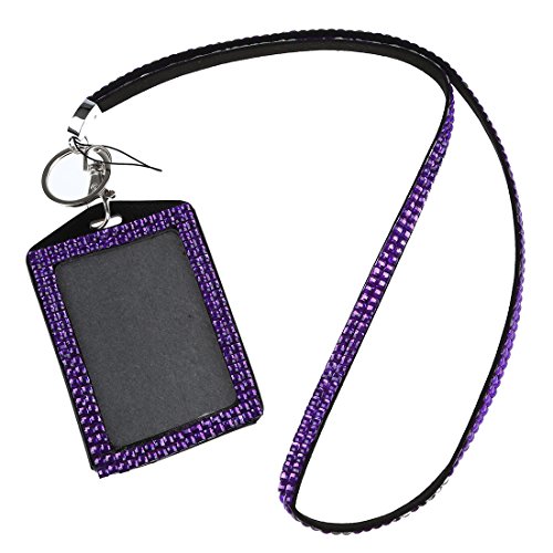 Fuhjythy Strass Kristall Benutzerdefinierter Lanyard Vertikaler ID Halter (lila) von Fuhjythy