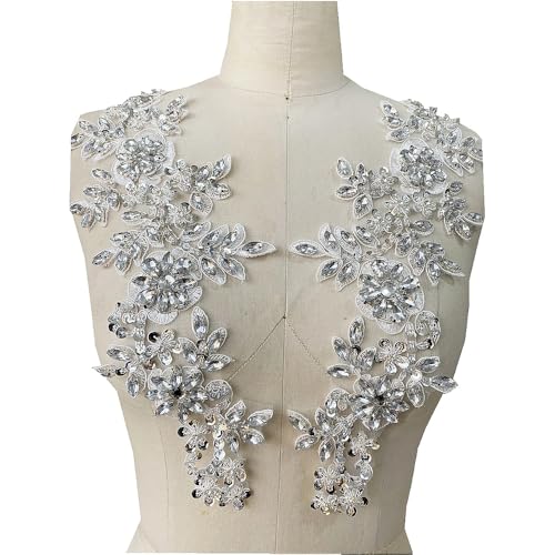 1 Paar Strasssteine Spitze Applikation Handgemachte Glasperlen Strass DIY Kleidung Applikationen Patch Silber Funkelnde Kristall Blume Applikation für Hochzeit Party Kleid Dekor 1 Paar Strasssteine Spitze Applikation Handgemachte Glasperlen Strass DIY Kleidung Applikationen Patch Silber Funkelnde Kristall Blume Applikation für Hochzeit Party Kleid Dekor von Fuikupe
