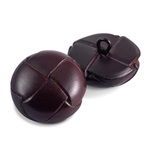 Fuikupe 5 Stück Lederknöpfe Lederbezogene Knöpfe 15/18/20/23/25/28mm Schwarz/Brauner Lederknopf für Nähzubehör für Mäntel und Jacken (Braun, 18mm) von Fuikupe