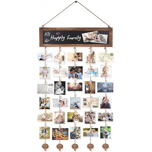 Fuikupe Wand hängen Foto Display Frames, Diy Collage Bilderrahmen für mehrere Bilder, Holz Foto Display Board, Kunstwerk hängende Bilder Aufhänger mit 30 Clips für Wanddekoration Fuikupe Wand hängen Foto Display Frames, Diy Collage Bilderrahmen für mehrere Bilder, Holz Foto Display Board, Kunstwerk hängende Bilder Aufhänger mit 30 Clips für Wanddekoration von Fuikupe