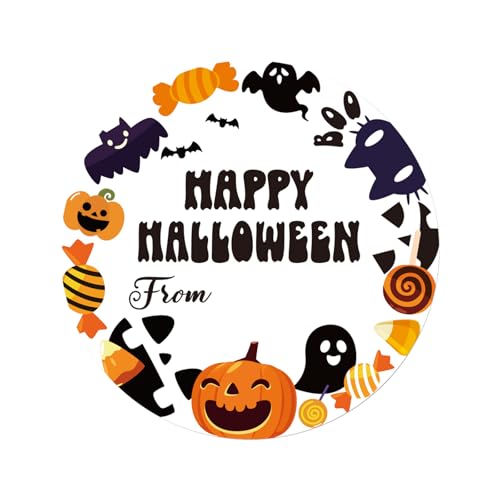 120 Stück Happy Halloween Aufkleber, 5cm Runde Selbstklebende Party Aufkleber mit Beschreibbaren Namensschildern für Goodie Bags Umschlagverschlüsse & Party Deko (Stil 3) von Fukaisu