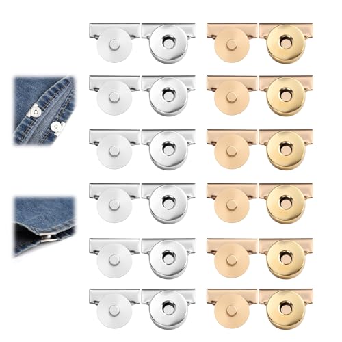 12stk Magnetverschlüsse, Nahtlose Magnetische Metallschnallen Clipverschlüsse Ohne Nähen für Taschen Geldbörsen Kleidung und Bastelarbeiten Multifunktionale Druckknöpfe (Gold, Silber) von Fukaisu