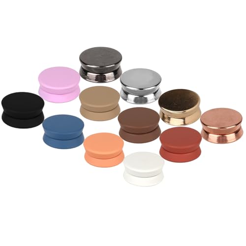 12stk Stark Hijab Magnete, 13,6x6,5mm Multifunktionale Matte Runde Stiftlose Hijab Magnetische Pins für Frauen Schal Hemd Schleier Kleid Kleidung(12 Farben) von Fukaisu